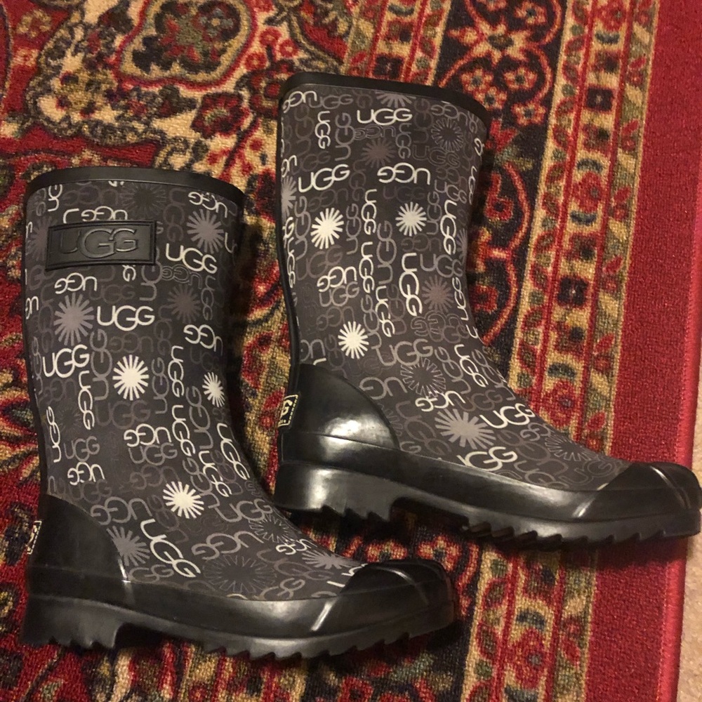 UGG Australia Multi Logo Tall Rubber Boots